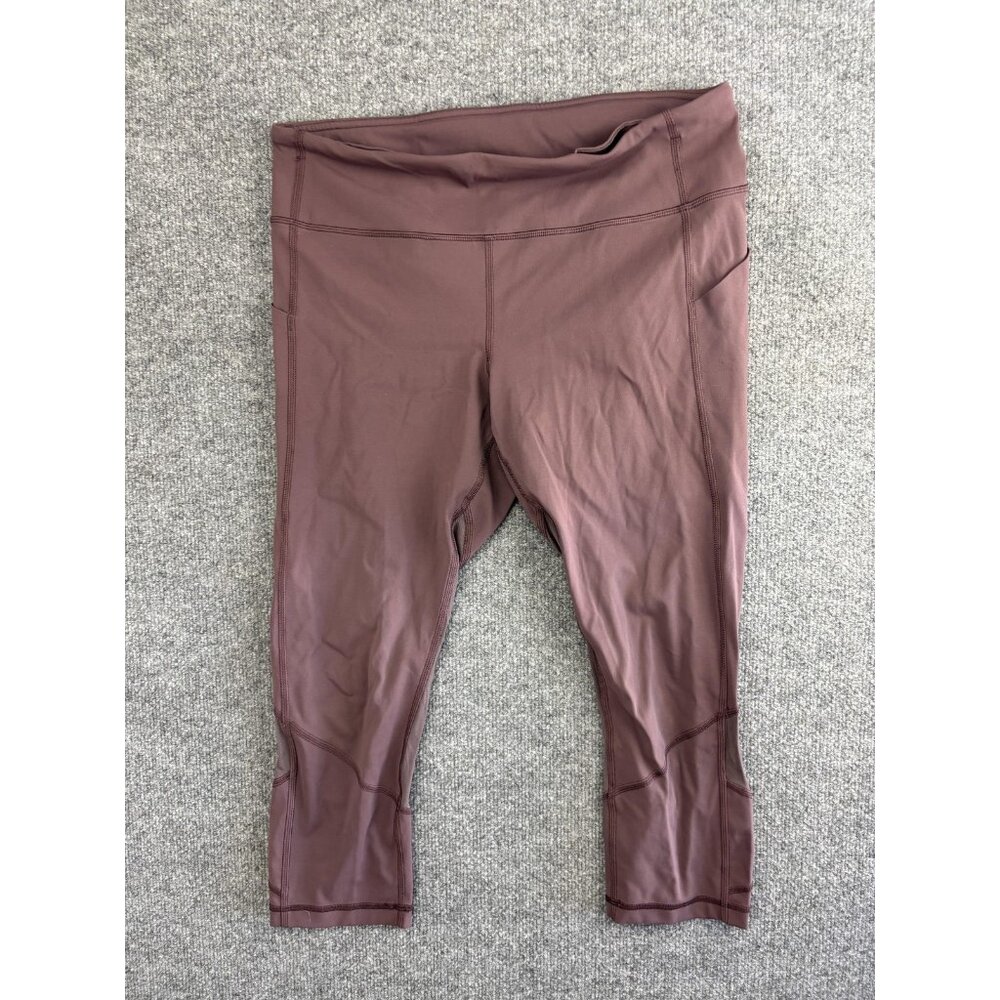 Lululemon Pants Womens 10 Purple Dash Tight Crop Mesh Panels Running Yoga Gym